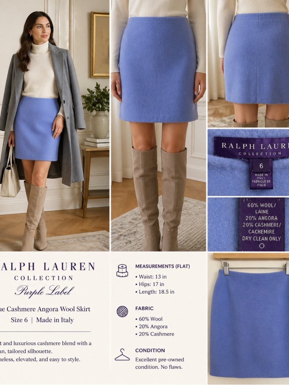 Ralph Lauren Collection Purple Label skirt in periwinkle. Size 6 (S)